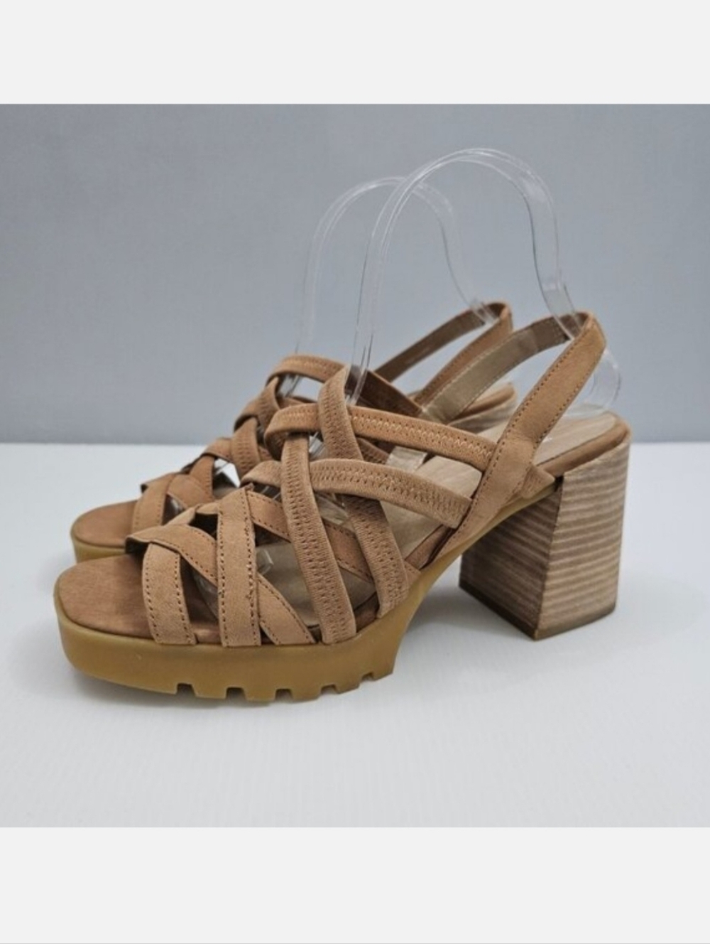 Eileen Fisher Tally Platform Sandal 9 Brown Leather Strappy Block Heel NEW